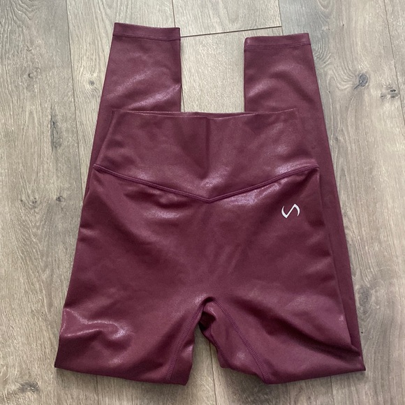 TLF Pants - TLF apparel dark maroon leggings shimmer sparkle
